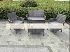 Najlepsze 4 PCS Rattan Patio Meubles Set Poduszkowana Sofa Krzesło Stolik Kawa Popularny Wicker Look Hotel Meubles Outdoor